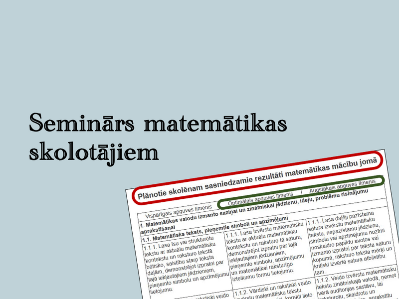 Seminārs matemātikas skolotājiem